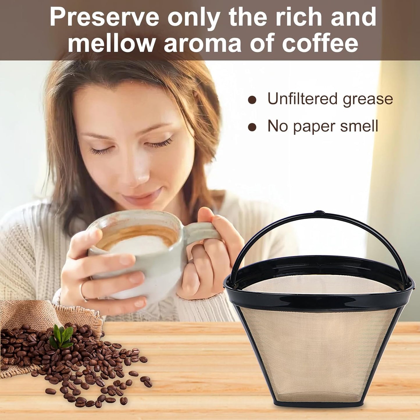 Reusable Coffee Filters for Ninja Coffee Filter, Permanent Coffee Filter 4, Used for Replacing the Ninja Coffee Bar Brewer, 4 Cone Permanent Coffee Filter, 2Pcs