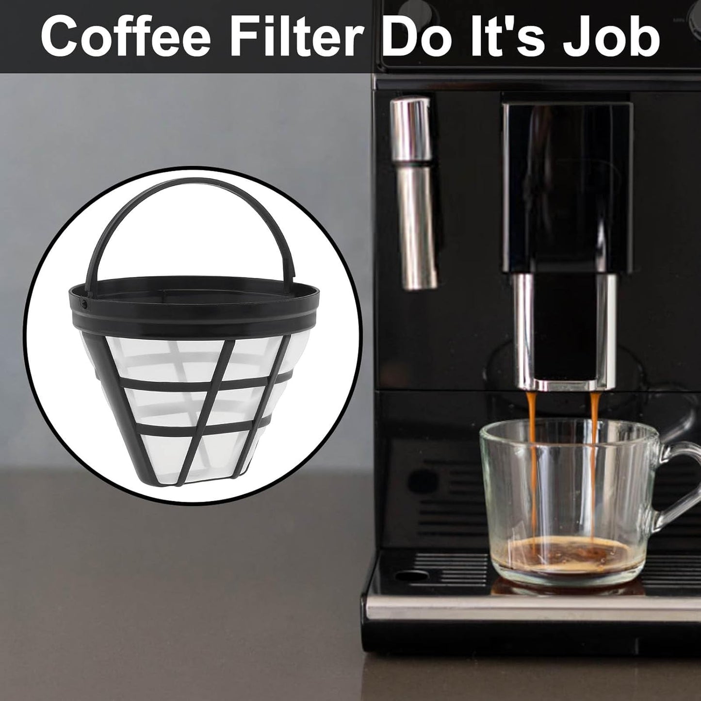 Reusable Coffee Filter Baskets, 4Pcs Cone Coffee Maker Filters #4 Replacement Coffee Filters 8-12 Cup with Spoon and Brush, Compatible with Ninja CFP301 CFP201 Coffee Machine Accessories