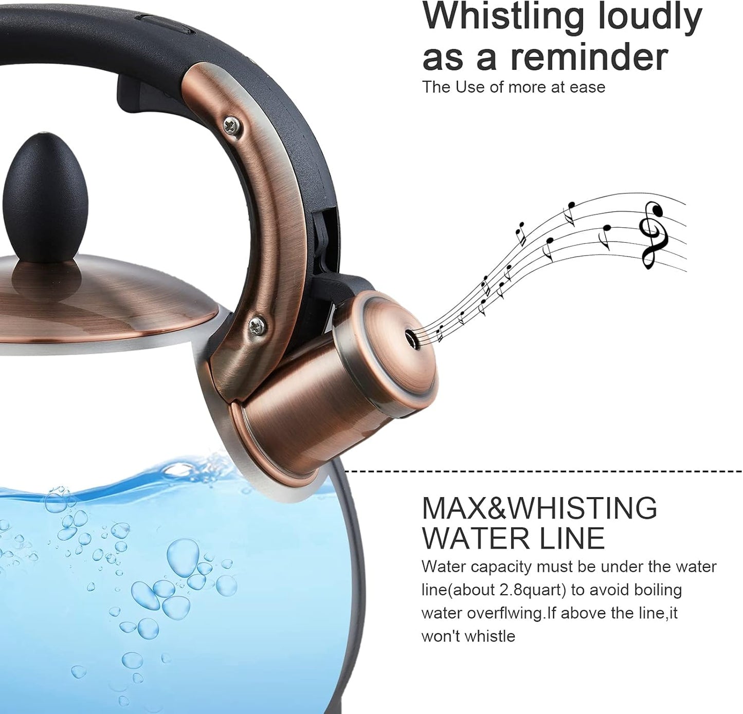 Tea Kettle -2.8 Quart Tea Kettles Stovetop Whistling Teapot Stainless Steel Tea Pots for Stove Top Whistle Tea Pot