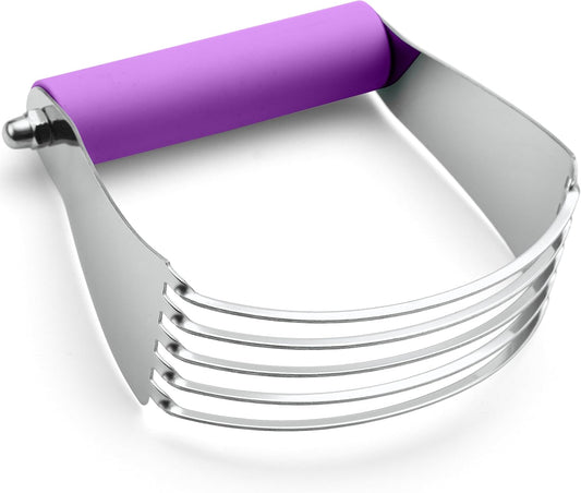 Spring Chef Large Dough Blender For Baking, Stainless Steel Puff Pastry Cutter Tool with Soft Grip Handle, Dishwasher Safe Dough Cutter Tool, Manual Pastry Blender for Easy Mixing - Orchid