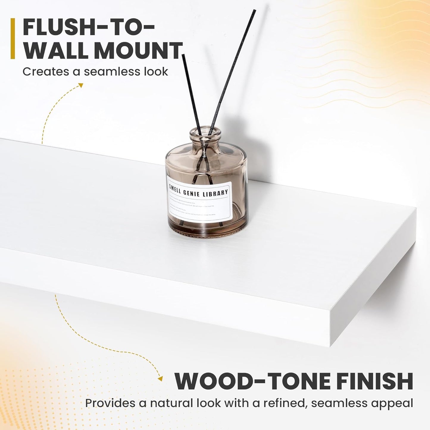 30 Inch Floating Shelves, 9.3" Deep Floating Shelf Wall Mounted, 30" Wall Shelves, Rustic Deep Bookshelf, Large Display Shelves & Storage Shelves for Bedroom, Living Room, White, Set of 2