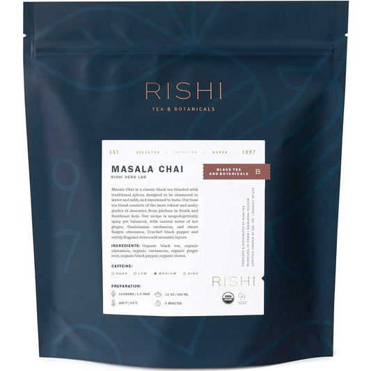 Rishi Tea Masala Chai Black Loose Leaf Tea Blend - Organic, Assam with Whole Spices, Energizing & Caffeinated - 16 Ounces, 37+ Servings