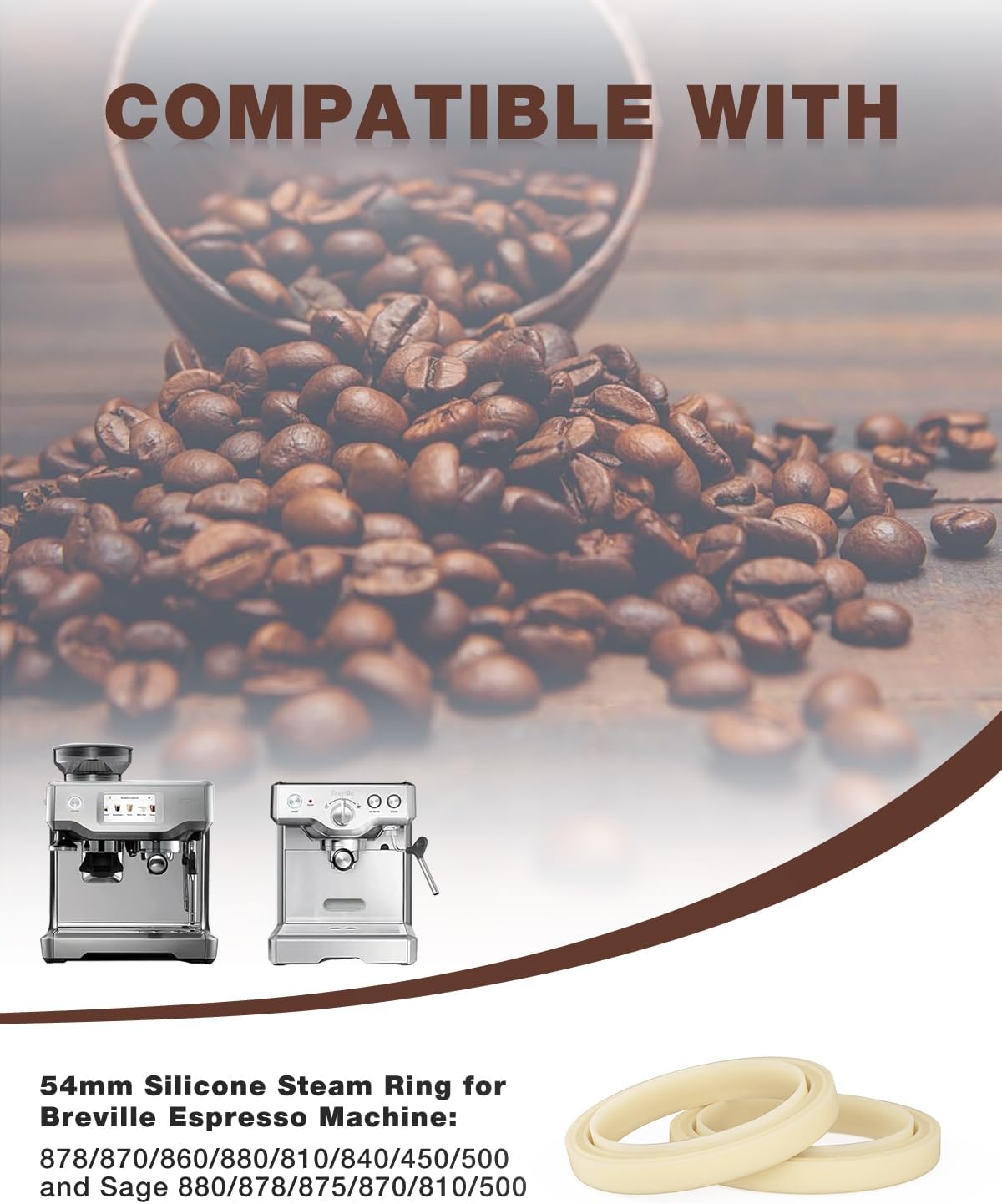 2PCS 54mm Silicone Steam Ring for Breville Espresso Machine 878/870/860/880/810/840/450/500 and Sage 880/878/875/870/810/500, Breville Espresso Machine Accessories Grouphead Gasket Replacement Part