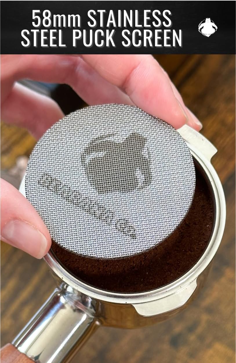 58mm Coffee Espresso Tools Accessories 3x Set┃Dosing Funnel Ring, WDT Needle Distributor, Stainless Steel Puck Screen Filter┃Barista Set for Coffee Lovers┃Gift Idea (58mm)