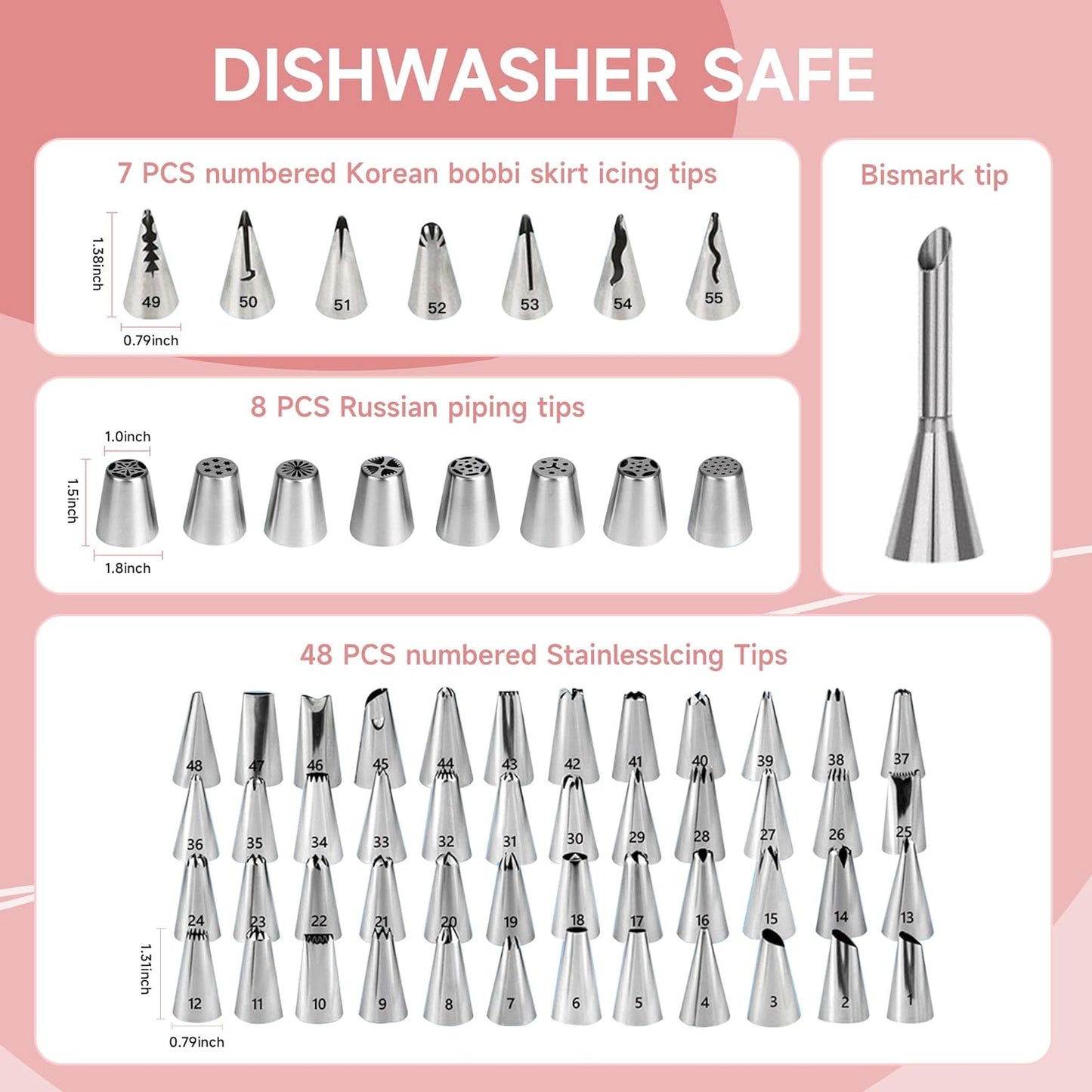 Cake Decorating Kit, 138pcs Cake Decorating Supply with 12 Inch Aluminium Cake Turntable, 64 Numbered Icing Piping Tips, 2 Spatulas, 3 Icing Comb Scraper and Leveller, Piping Bags,cake decorating tool