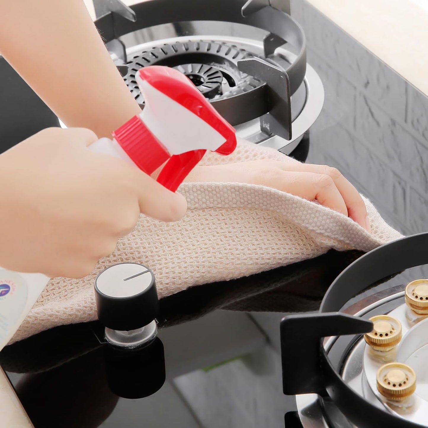 Homaxy 100% Cotton Waffle Weave Kitchen Dish Towels, Ultra Soft Absorbent Quick Drying Cleaning Towel, 13 x 28 Inches, 4-Pack, Beige