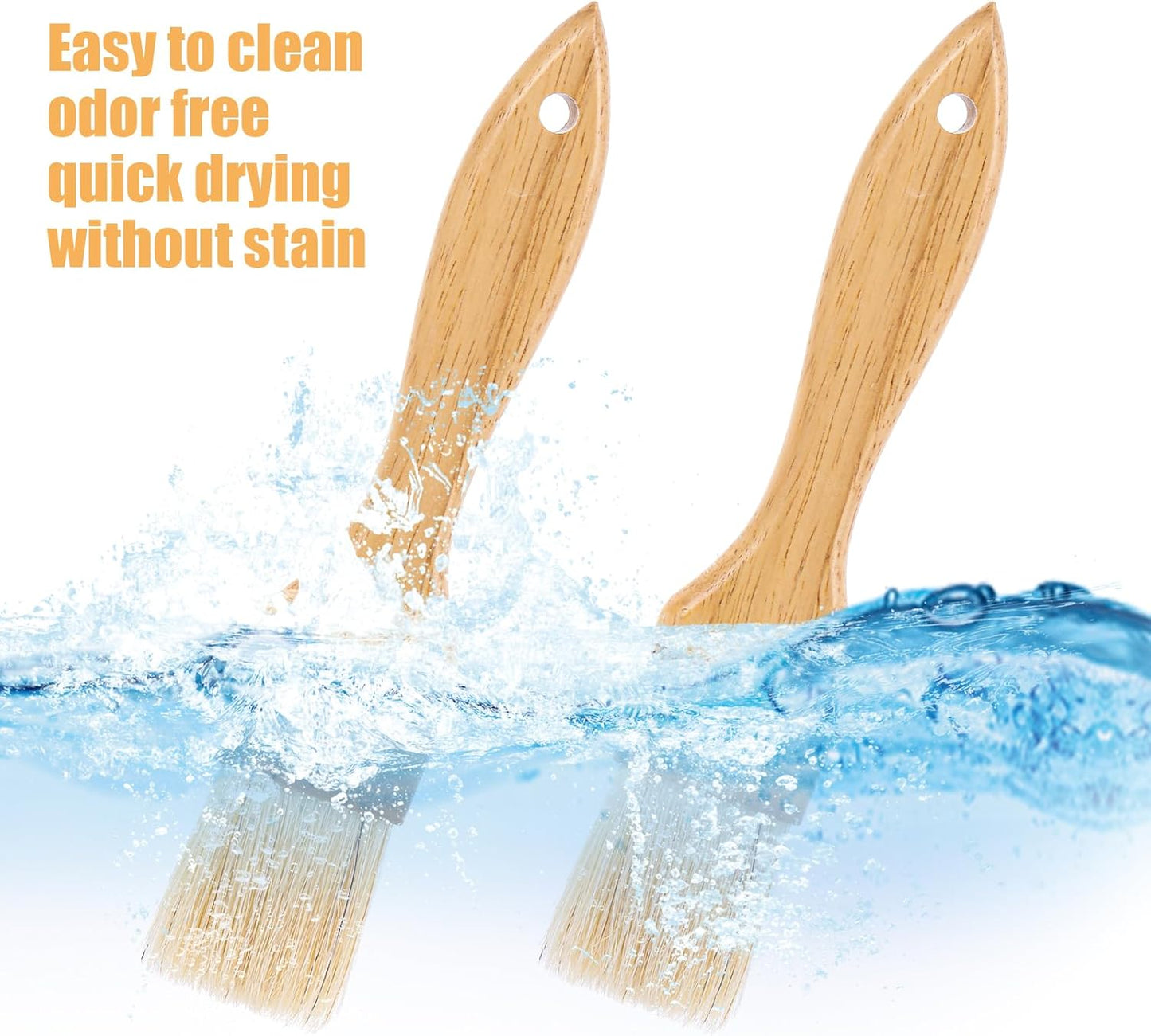 2Pcs Basting Brushes, Pastry Brush for Cooking and Baking, Natural Boar Bristle Food Brushes for Oil and Sauce, Butter & Egg Wash Brush Kitchen Gadgets with Beech Hardwood Handles