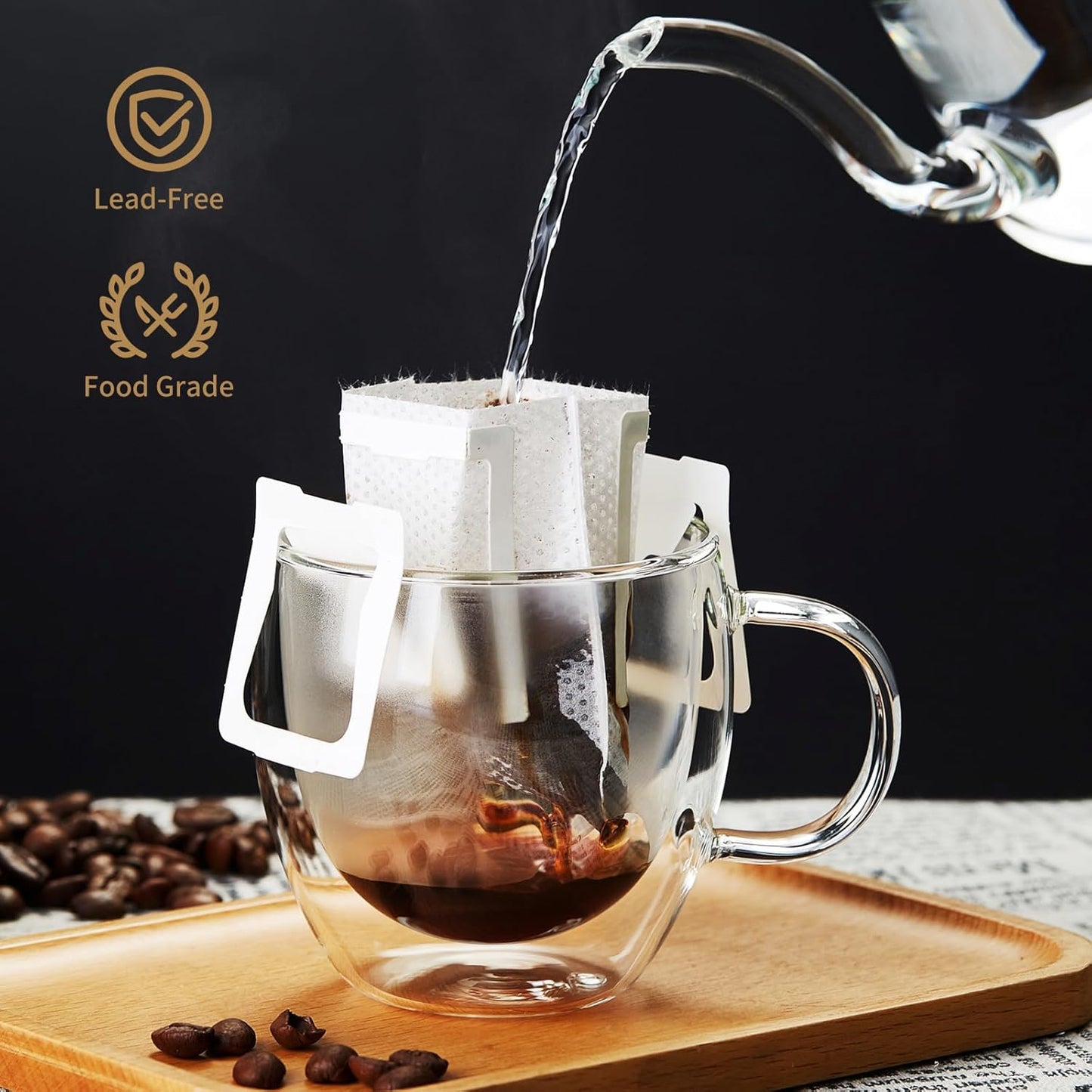 6.7oz Double Wall Espresso Cups Set of 2 With Handle, Clear Expresso Shots Cup, Double Wall Insulated Espresso Mugs, Tazas de Cafe Expreso, Microwave Dishwasher Safe, for Espresso Machine