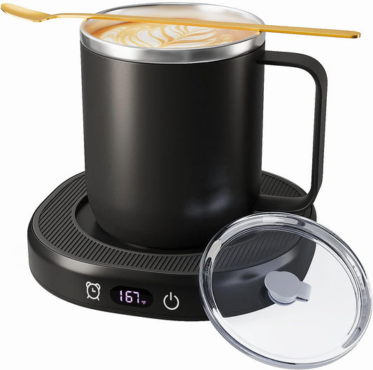 Coffee Mug Warmer & Mug Set for Desk Auto Shut Off, Smart Coffee Warmer & 14oz Cup, Fast Heating Electric Coffee Cup Warmer 4 Temperature Control Setting 8H Timer Candle Tea Beverage Warmer for Coffee