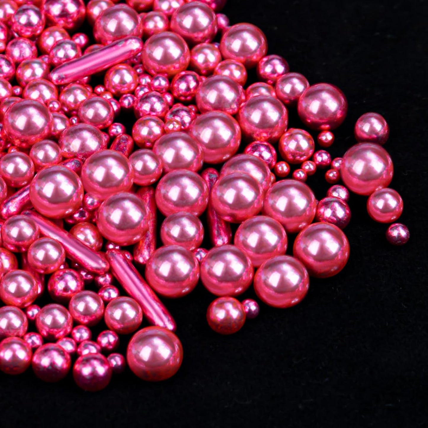 Twisweet Rose Gold Pearl Rods Sprinkles, Edible Sugar Pearls for Cake Decorating, Mix Size Baking Candy, Cake Topper Cupcake Cookie Ice Cream Dessert Decorations, Valentine Mother's Day Birthday Wedding Party Supplies(130g/4.58oz)