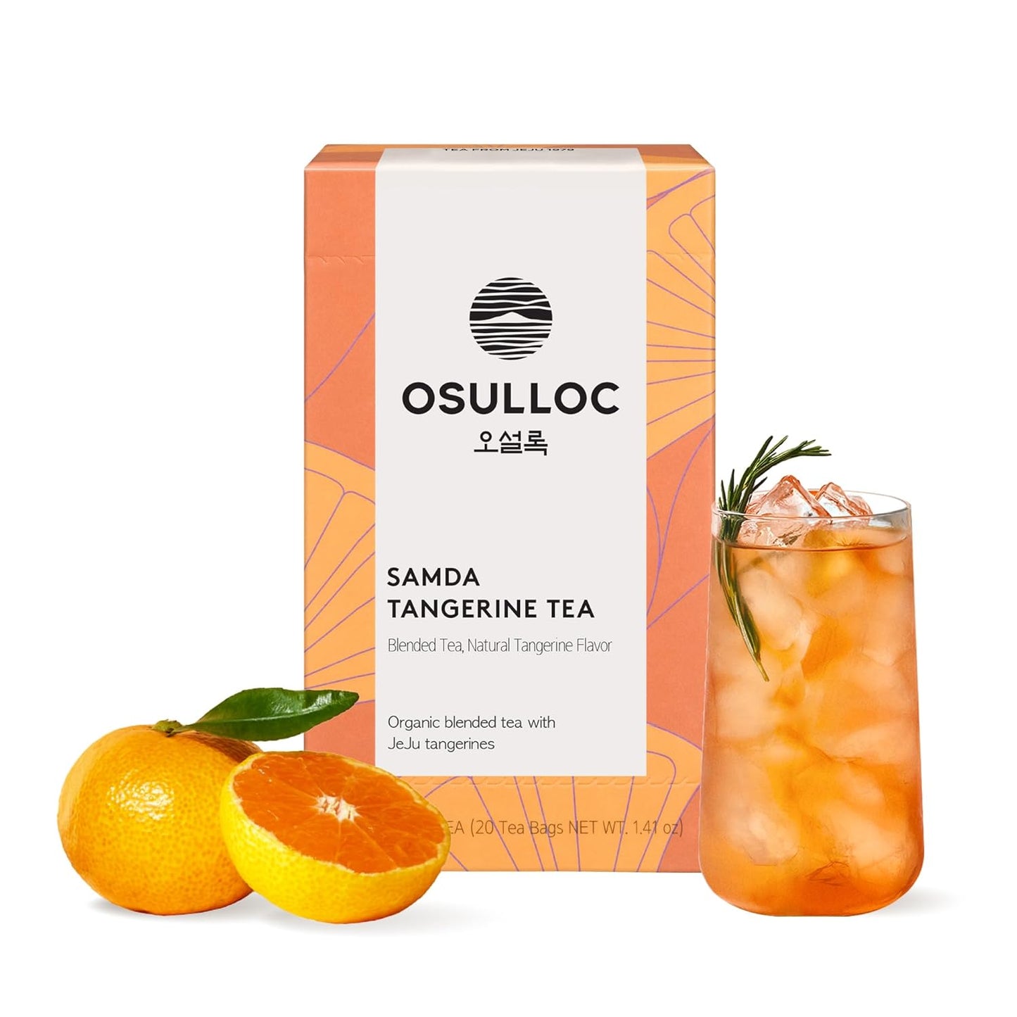 OSULLOC Tangerine Tea (Fresh Jeju Tangerine Flavor), Fruit tea Blend, Premium Teabags from Jeju Island, 20 count