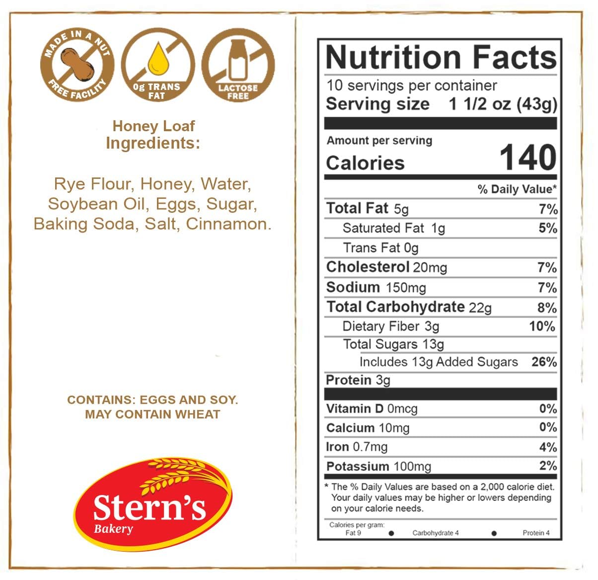 Honey Cake | Old Fashioned Tea Cakes | Great Bakery & Dessert Gift for Rosh Hashanah, Jewish Holiday, Birthdays, Sympathy, Get Well, Shivah | 14 oz Stern’s Bakery