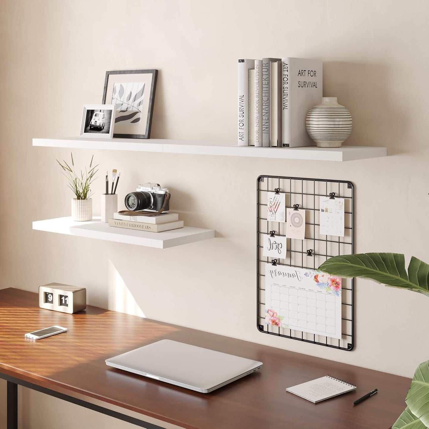 Wall Shelf Set of 1, White Floating Shelves 36 in W x 10 in D x 1 in H, Wooden Floating Wall Shelf with Invisible Brackets for Living Room/Bedroom/Bathroom/Kitchen Storage and Decor