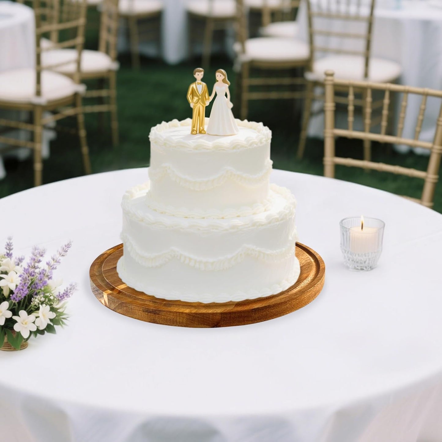 Wood-Cake-Stand With Acrylic Dome Lid, Round Wooden Cake Holder Plate With Cover, 2-in-1 Dessert Table Display Set For Party, Charcuterie Board For Cheese, Chips & Dips, Nachos, Fruit Platter