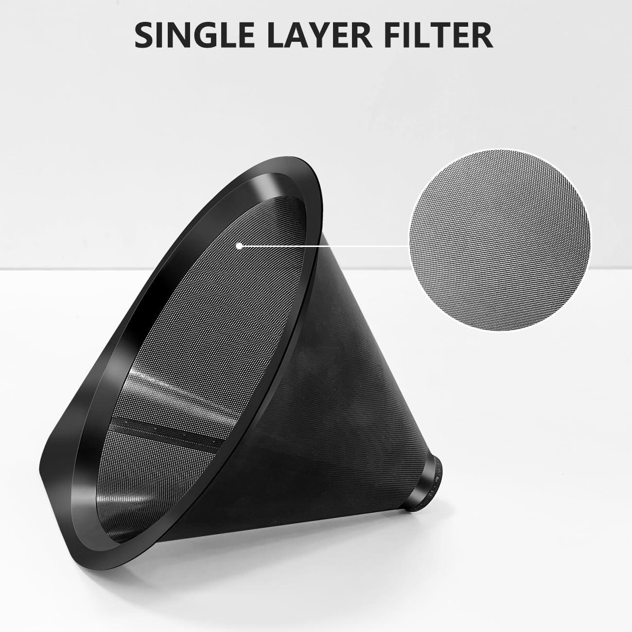 LHS Pour Over Coffee Dripper Reusable Coffee Filter Paperless Coffee Filter Stainless Steel Pour Over Coffee Maker Cone Coffee Dripper for 1-2 Cup,Black