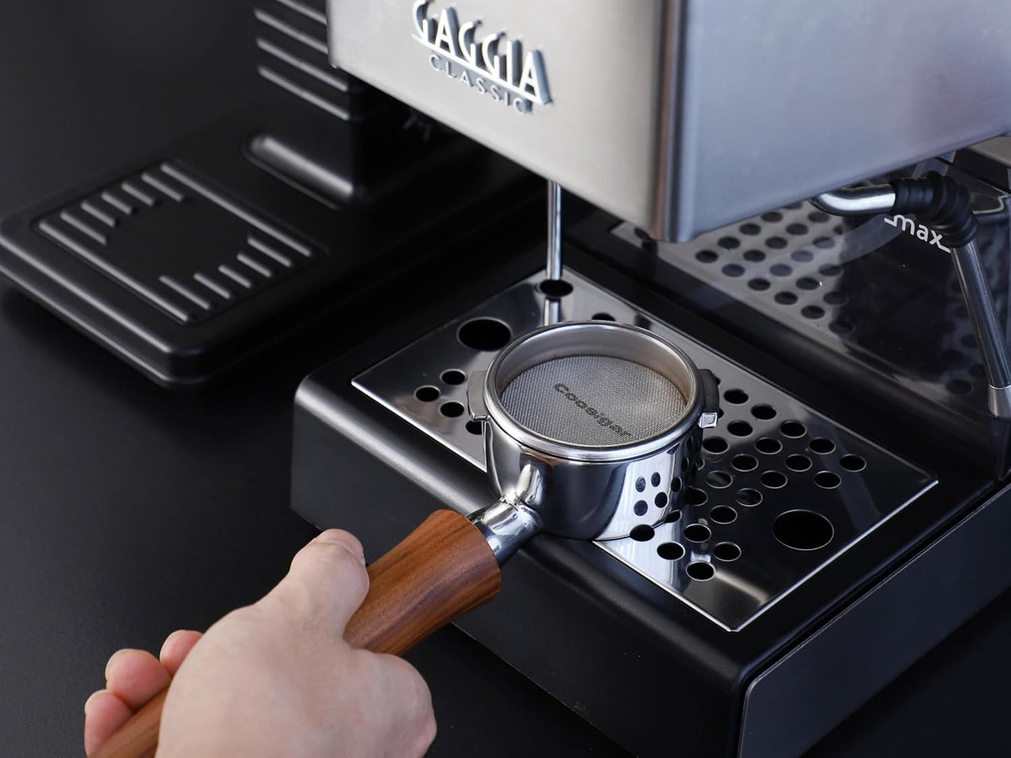 58mm Bottomless Portafilter | Fits for Gaggia machines| Stainless Steel portafilter and Rosewood Handle|Espresso Machine Accessories(Rosewood)