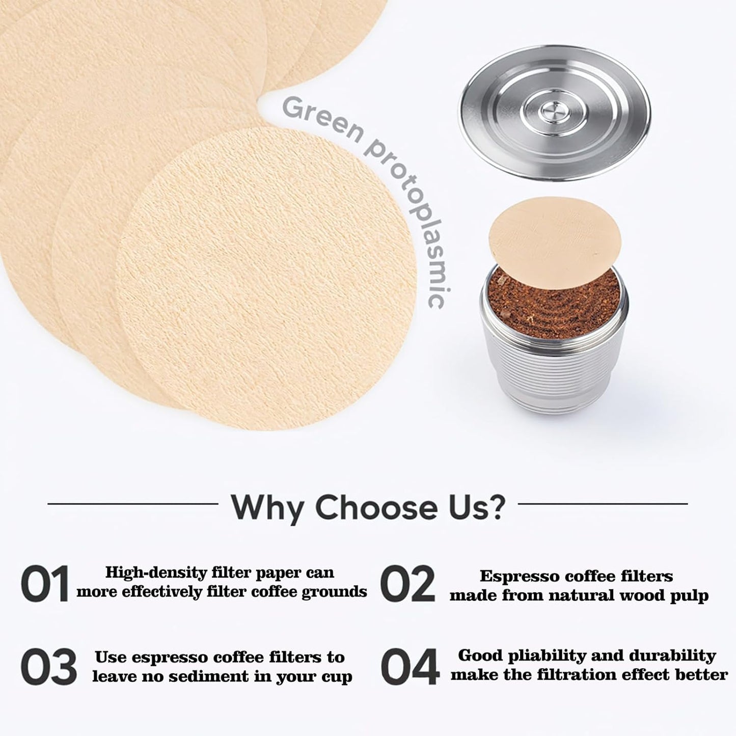 800 Count Espresso Coffee Filters, 51 mm Unbleached Round Coffee Paper Filter for Espresso Machine, Disposable Coffee Filter Compatible with Espresso Coffee Maker