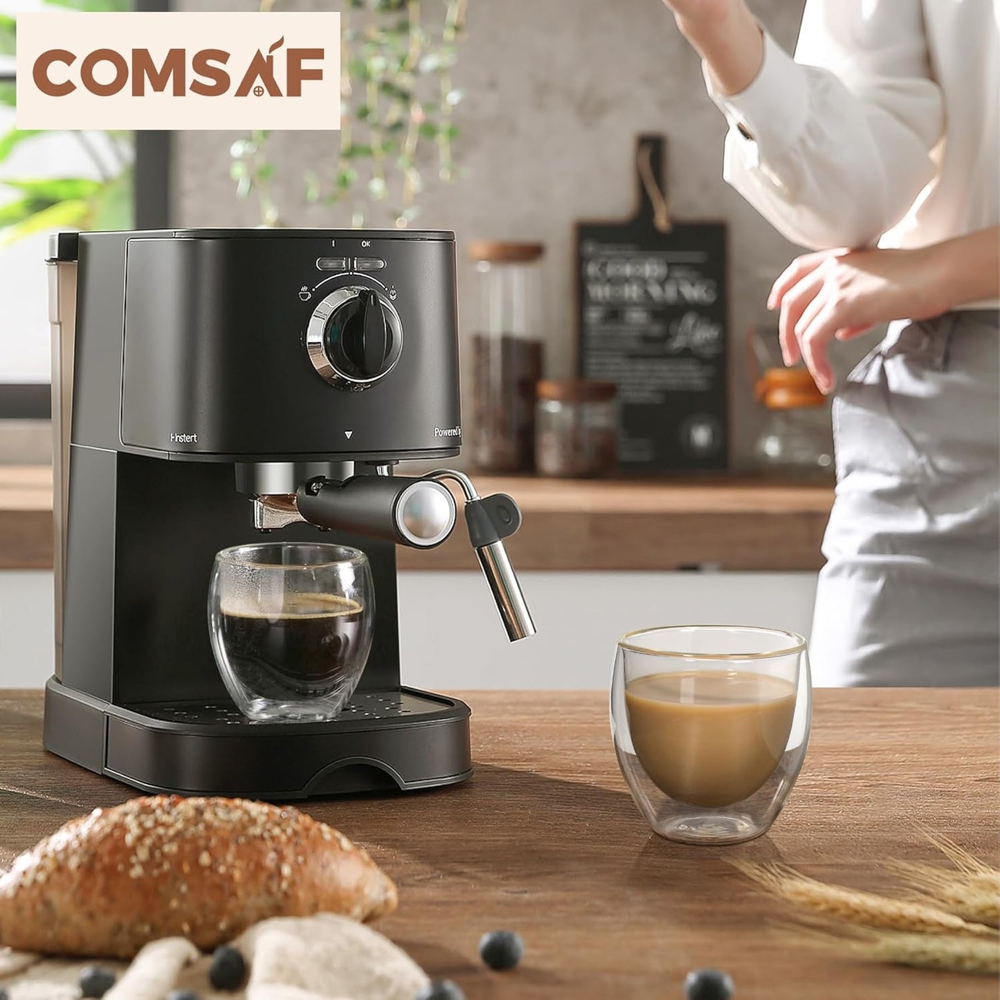 ComSaf Cappuccino Cup 8 oz, Glass Coffee Cups Set of 2, Double Walled Glass Coffee Mugs for Caramel Macchiato, Latte, Flat White, Lungo, Coffee Mug Set Gift for Christmas, Birthday