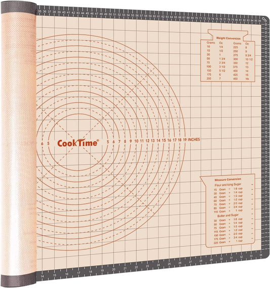 Silicone Pastry Mat 36 x 24 Inch - Larger Silicone Baking Pastry Mat for Rolling Dough,Non Slip Silicon Dough Sheet with Measurement,Perfect for Making Pie,Pizza(Gray)