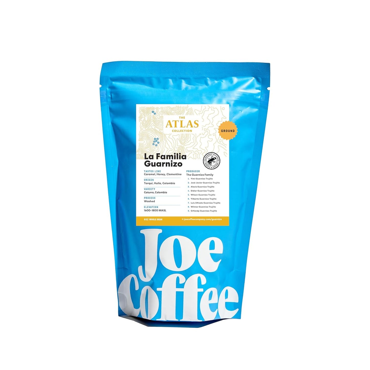 Joe Coffee Company - La Familia Guarnizo Ground Specialty Coffee, 6 oz Bag | NYC Roaster, Rainforest Alliance Certified, Kosher, Climate-Friendly