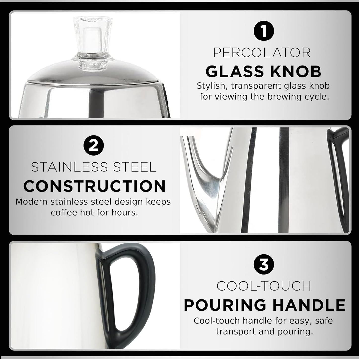 Mixpresso 10 Cup Percolator Coffee Pot Electric, Stainless Steel Coffee Percolator Electric With Keep Warm Function, Classic Perculator Pot With Removable Basket for Home or Office