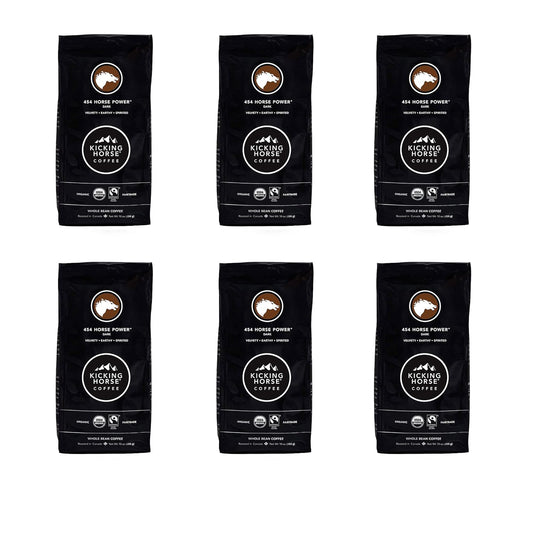 Kicking Horse Coffee, 454 Horse Power, Dark Roast, Whole Bean, 10 oz - Certified Organic, Fairtrade, Kosher Coffee 10 Ounce (Pack of 6)