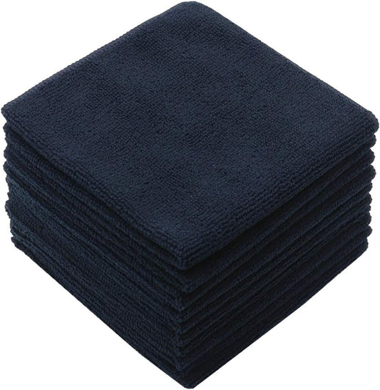 Microfiber Dish Cloths Fast Drying Kitchen Cleaning Cloth Dish Rags Dust Cloths Ultra Absorbent Lint Free Washcloths 12inch x 12inch 10 Pack (Black)