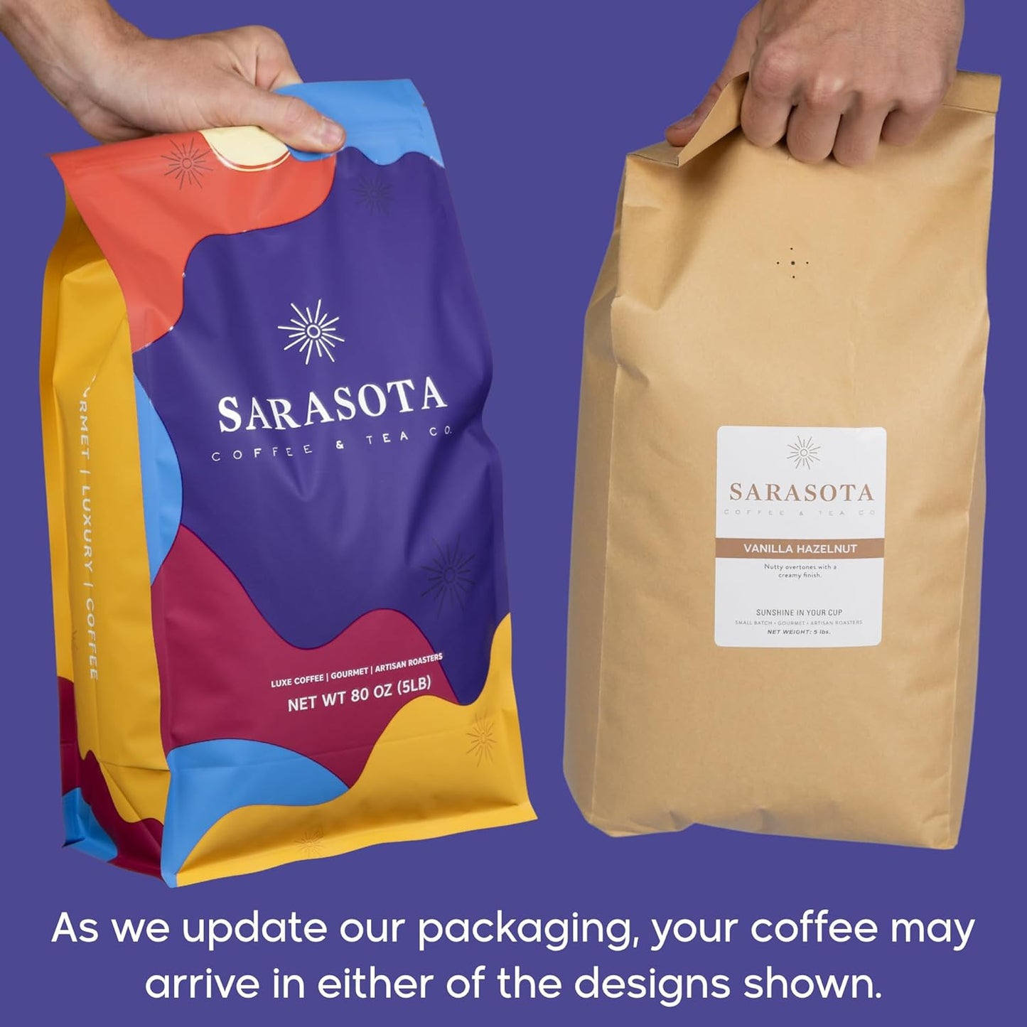 Sarasota Coffee Whole Bean Vanilla Hazelnut | Medium Roast Gourmet Flavored Coffee Beans | Low Acid, Mold Free, Specialty Grade Bulk Beans | 5lb (80 oz)