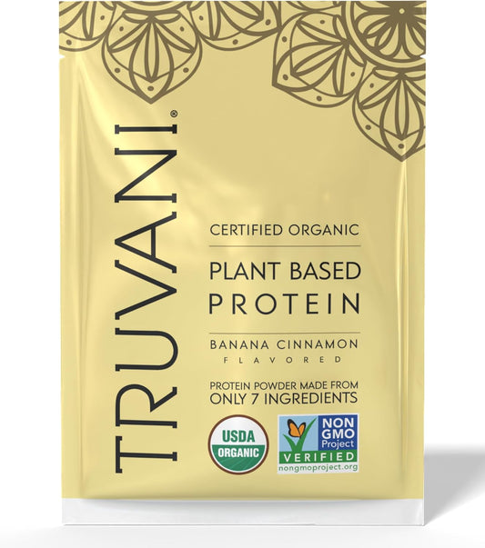 Truvani Vegan Pea Protein Powder | Banana Cinnamon | 20g Organic Plant Based Protein | 1 Serving | Keto | Gluten & Dairy Free | Low Carb | No Added Sugar