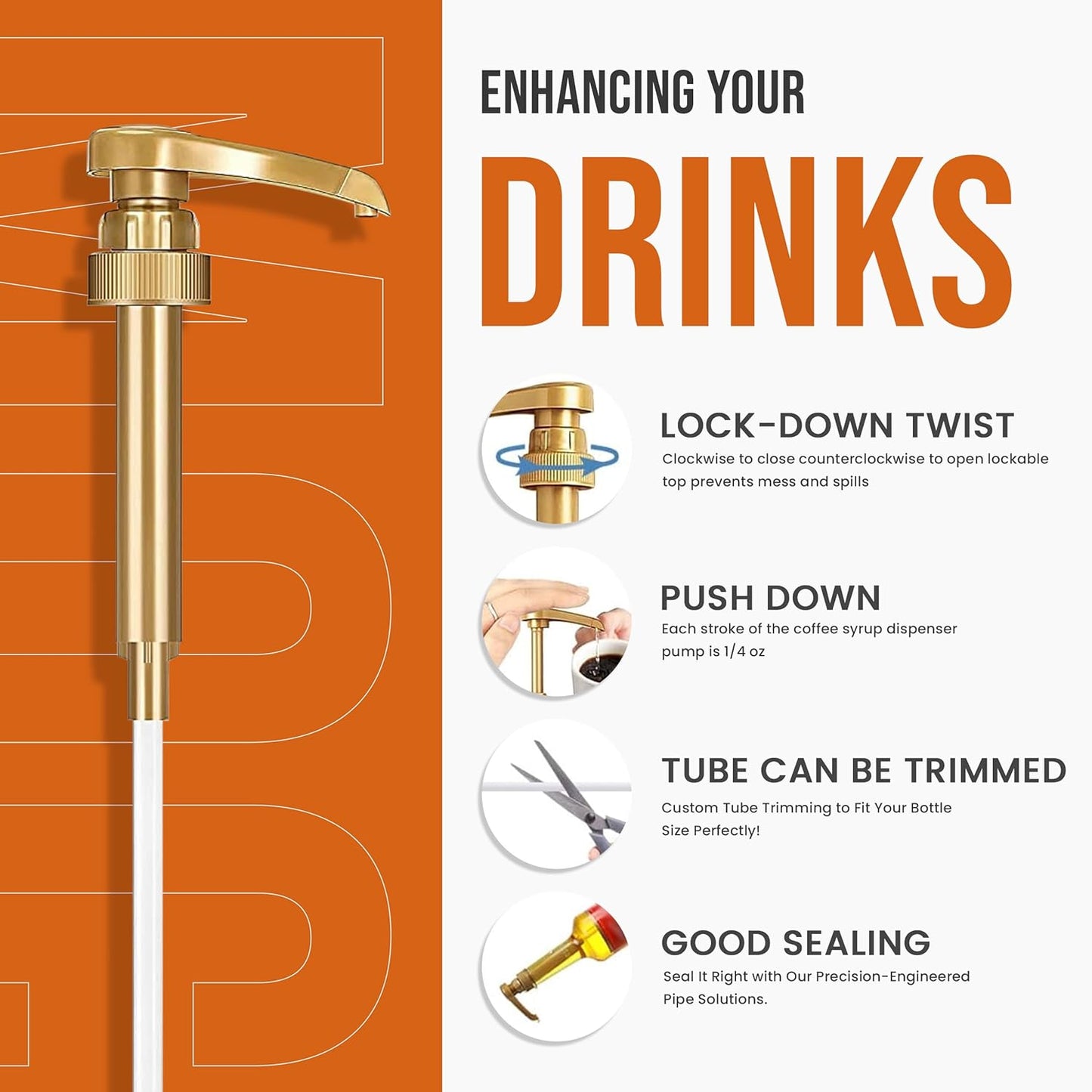 Jimoco® Syrup Pump Dispenser + Torani® Caramel Syrup, 25.4 oz - Coffee Syrup Pump & Flavoring Bundle