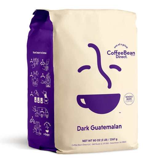 Coffee Bean Direct Dark Guatemalan, Whole Bean Coffee, Dark Roast, 5 Pound Bag (Pack of 1)