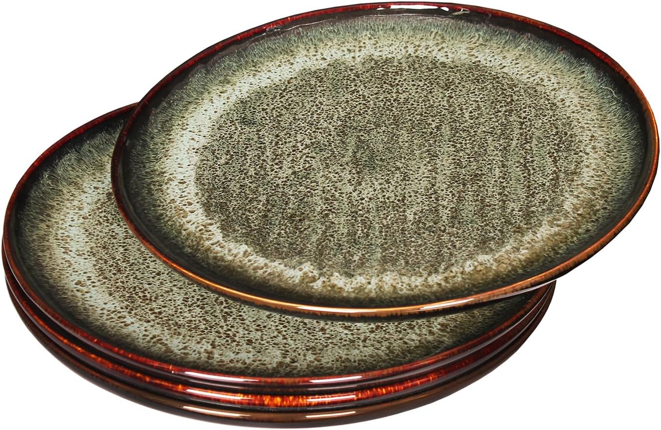 Ceramic Dinner Plates Dish Set,Set of 4,for Lunch snacks -Microwave Oven & Dishwasher Safe,Scratch Resistant,Dinnerware Kitchen Porcelain Serving Dishes 10 Inch Round
