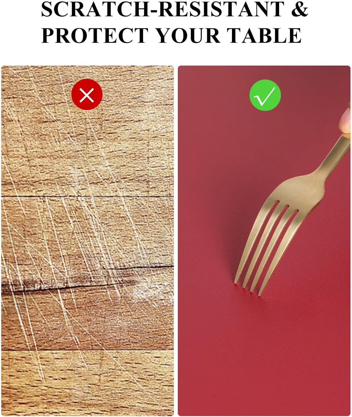 Wine Red Plastic Table Cover Protector, 42" x 60" Waterproof Easy Flat PVC Desk Pad Mat, 1.5mm Thick Rectangle Vinyl Table Top Protector for Dining Room Table, Office, Dresser