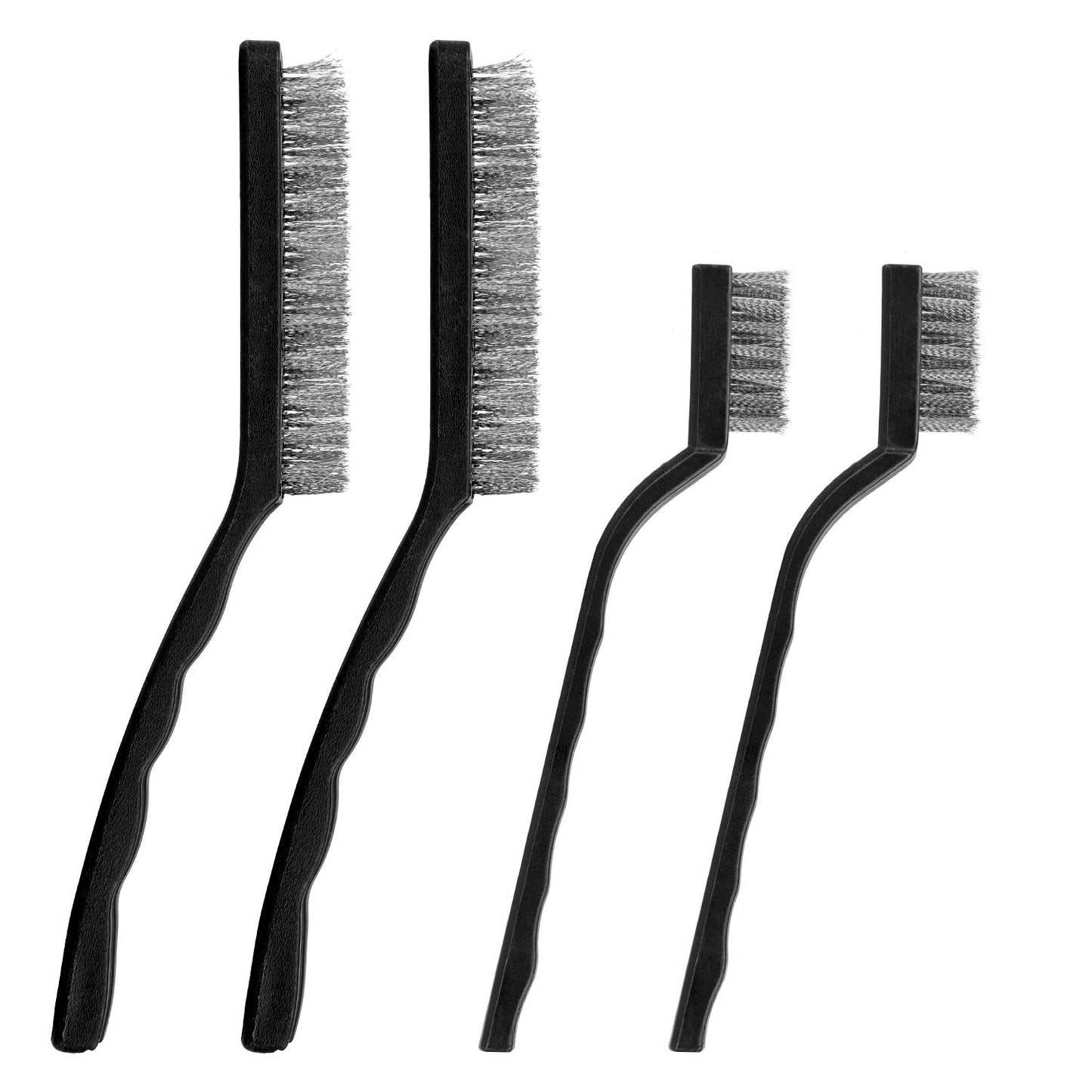 Wire Brush Set Scratch Brush Set for Cleaning Welding Slag Rust and Dust Curved Handle Stainless Steel and Brass Black 10-Pack