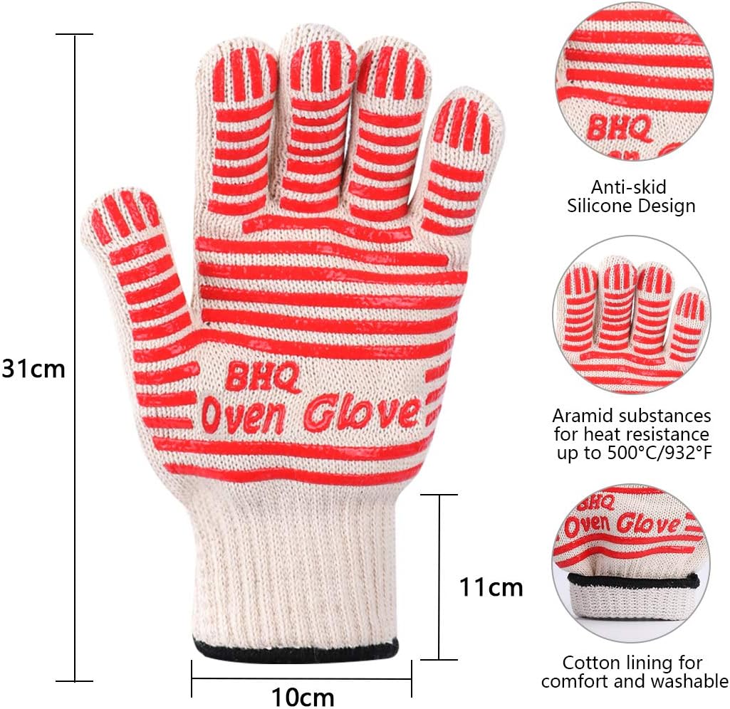 CZSYZCZS Extreme Heat Resistant Oven Gloves - 932F - Cooking Gloves for BBQ, Grilling, Baking,Cutting, Smoker Fireplace