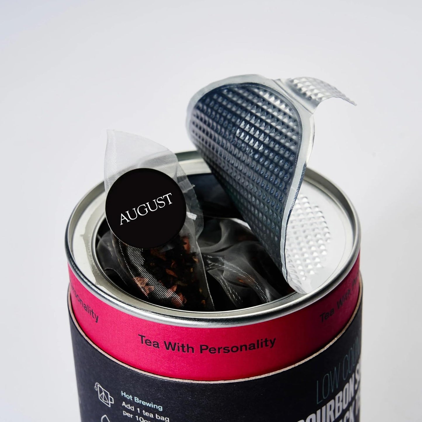 August Uncommon Low Country Bourbon Sugar Black Tea – Vegan, Non-GMO Loose Tea Leaves – Energize Your Day with Southern Wild Flavor in a Convenient Can with 15 Plastic-Free Bags