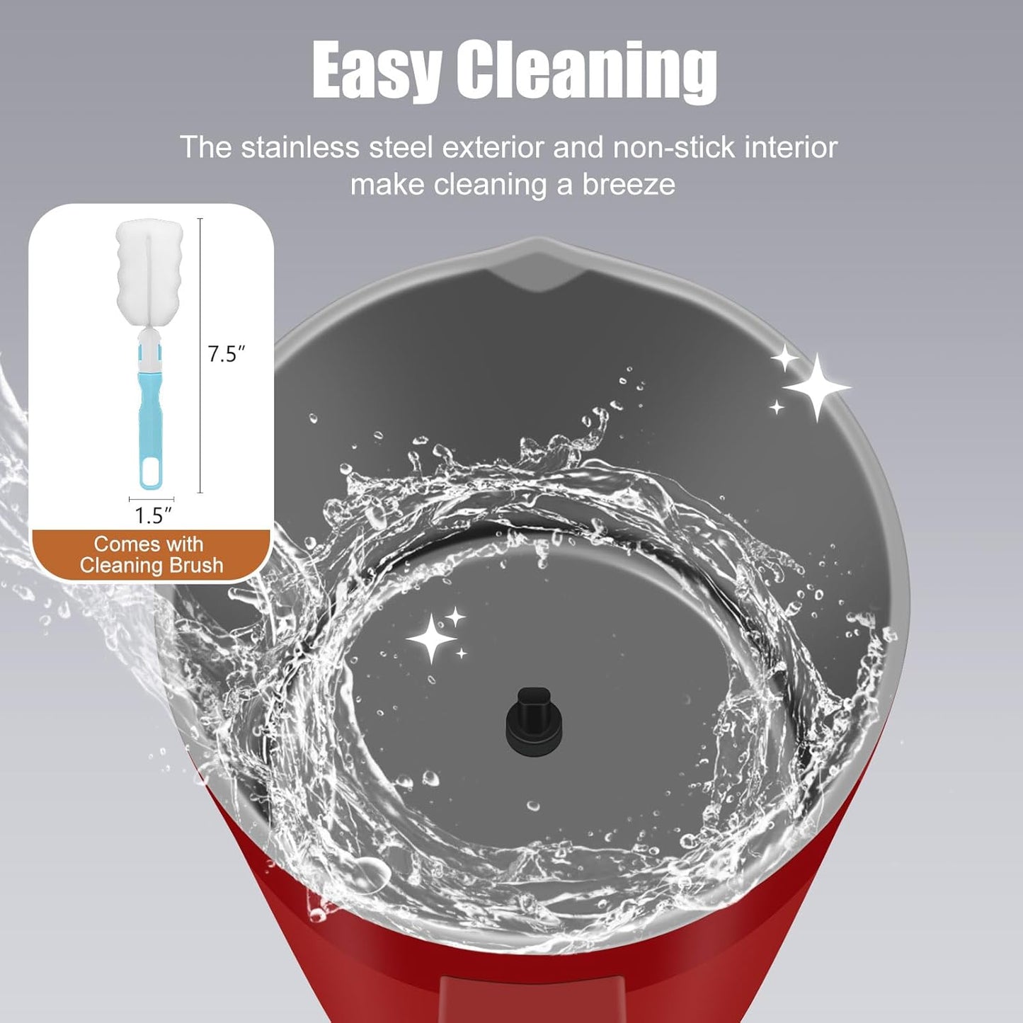 Milk Frother, 4-in-1 Milk Frother and Steamer, 13.5oz/400ml Automatic Hot and Cold Foam Maker and Milk Warmer, Electric Frother for Coffee, Latte, Cappuccino, Macchiato, Matcha(Red)