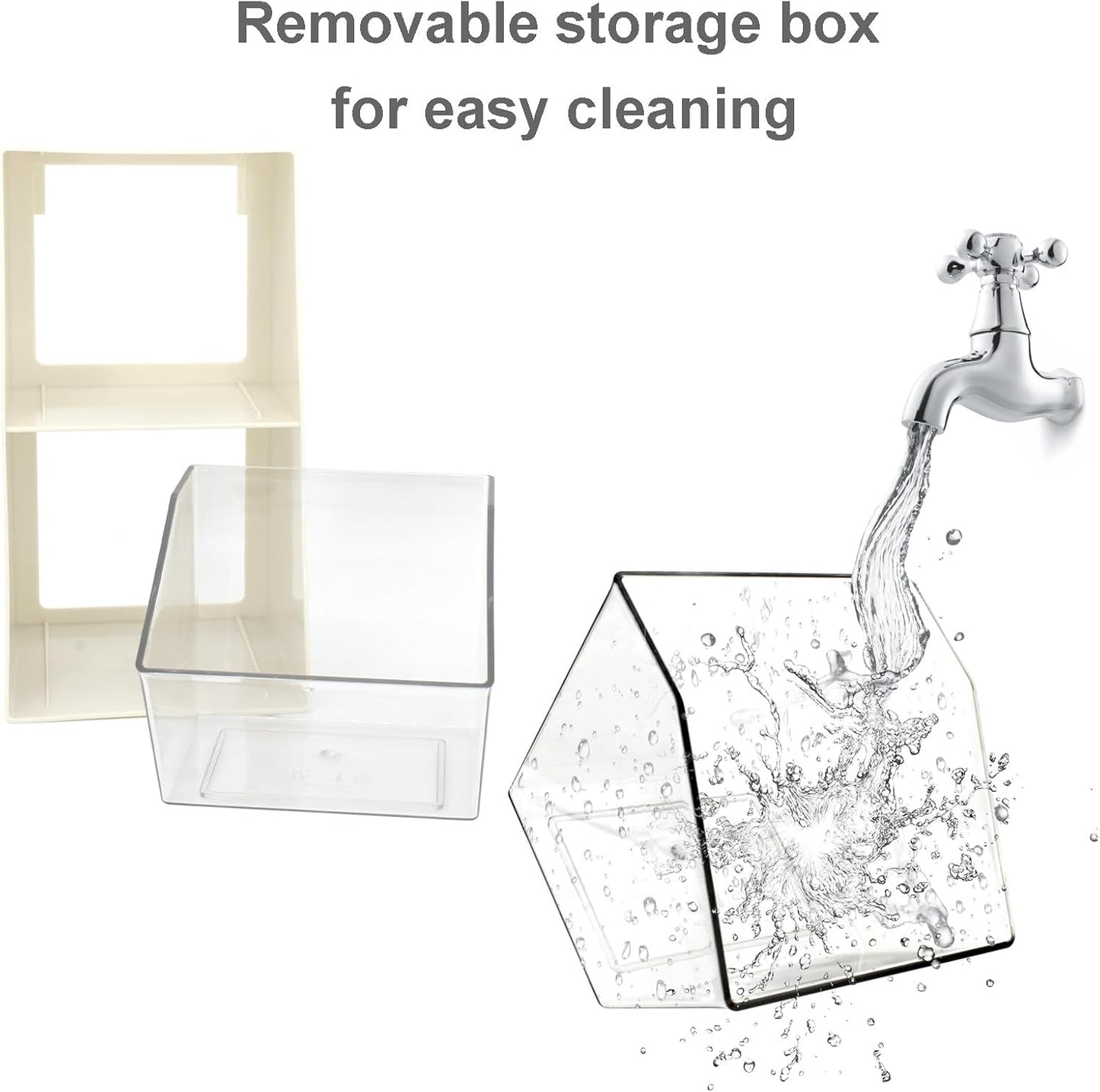 Bokelai Coffee Pod Holder with 2 Large Capacity Basket K Cup Storage Container Coffee Bar Accessories for Creamer Suger Plastic Desk Organizer Box Tea Bag Organizer Creamy White/Clear