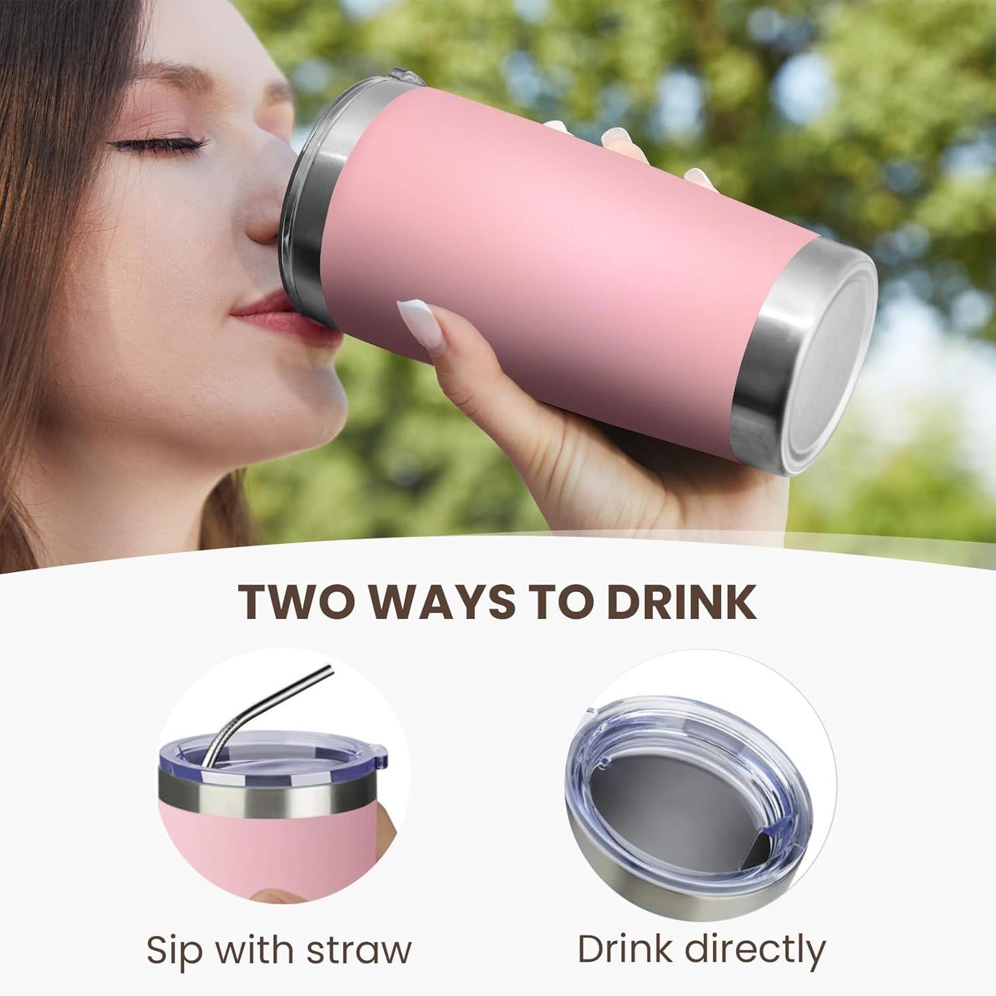 MEWAY 20oz Tumbler 12 Pack Double Wall Vacuum Insulated Travel Mug Bulk, Stainless Steel Tumblers with Lid and Straw, Durable Powder Coated Coffee Cups for Cold & Hot Drinks (Pink, 12)