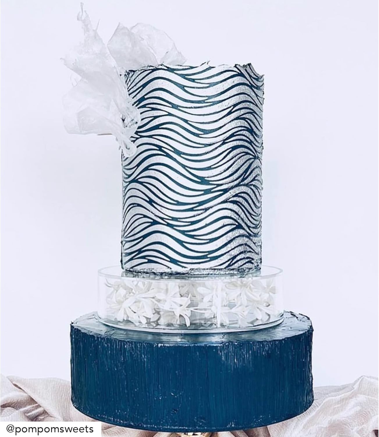 Cake Baking Stencil - Seamless Delicate Pattern for Decorating Tall Double Barrel Cake to Use with Buttercream, Royal Icing, Ganache, Paint, Airbrush (FLO)