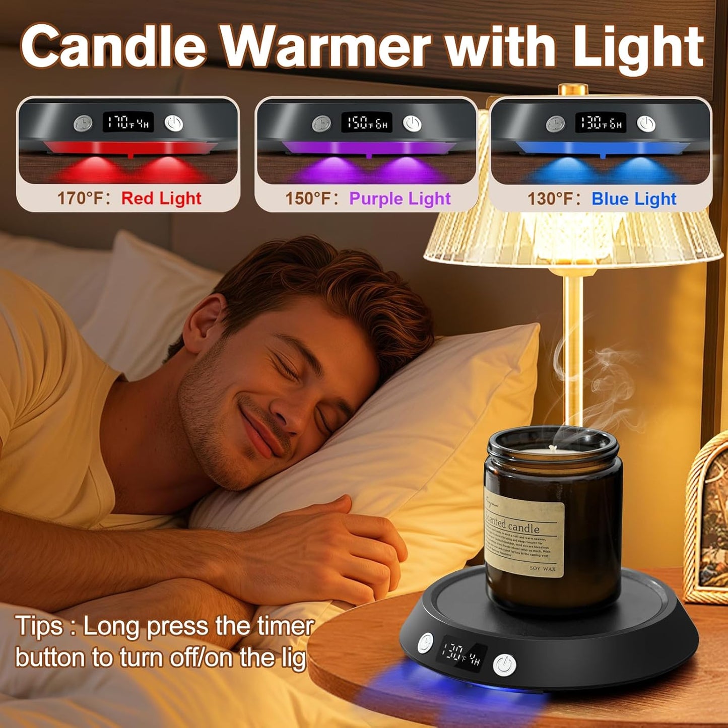 Coffee Mug Warmer - 55W Electric Coffee Warmer for Desk 3 Temp Settings & 2-9 Timer Smart Cup Warmer for Desk Candle Warmer Plate with LED Lights Beverage Tea Milk Warmer for Home & Office