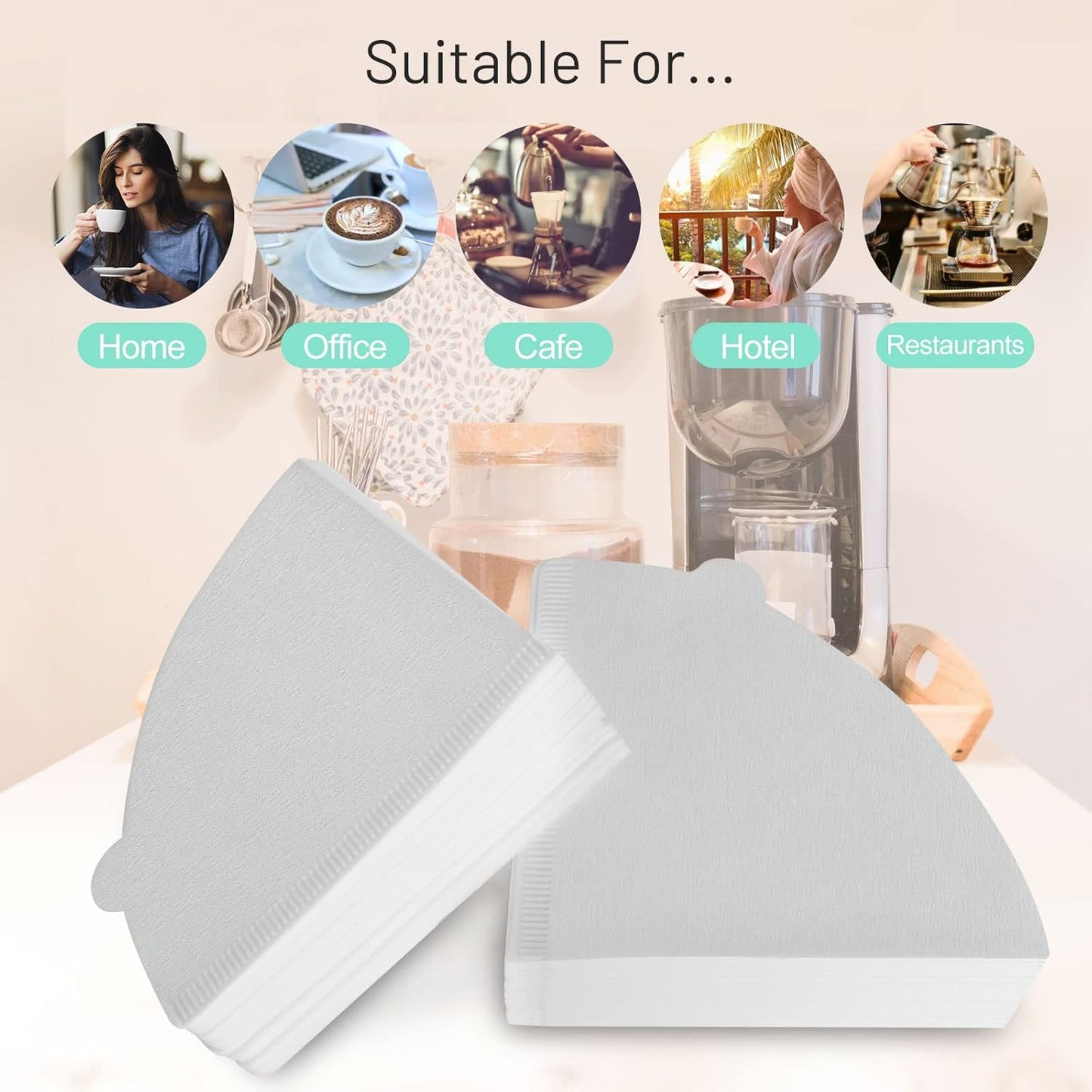 Niveaya 200 Count Coffee Filters - Size 02, Natural Paper Coffee Filter, No Blowout, Disposable for Pour Over and Drip Coffee Maker (2-4 Cup)