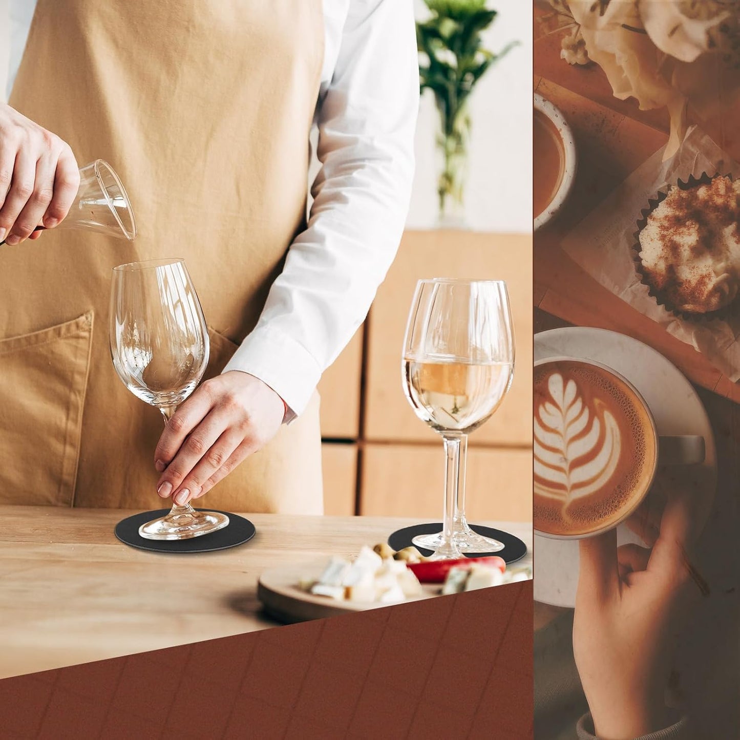 TaoBary 200 Pcs Disposable Paper Coasters Bulk 1MM, 4 Inch Round Cardboard Coasters Blank for Bar Drinks DIY Crafts Arts Wedding (Black)