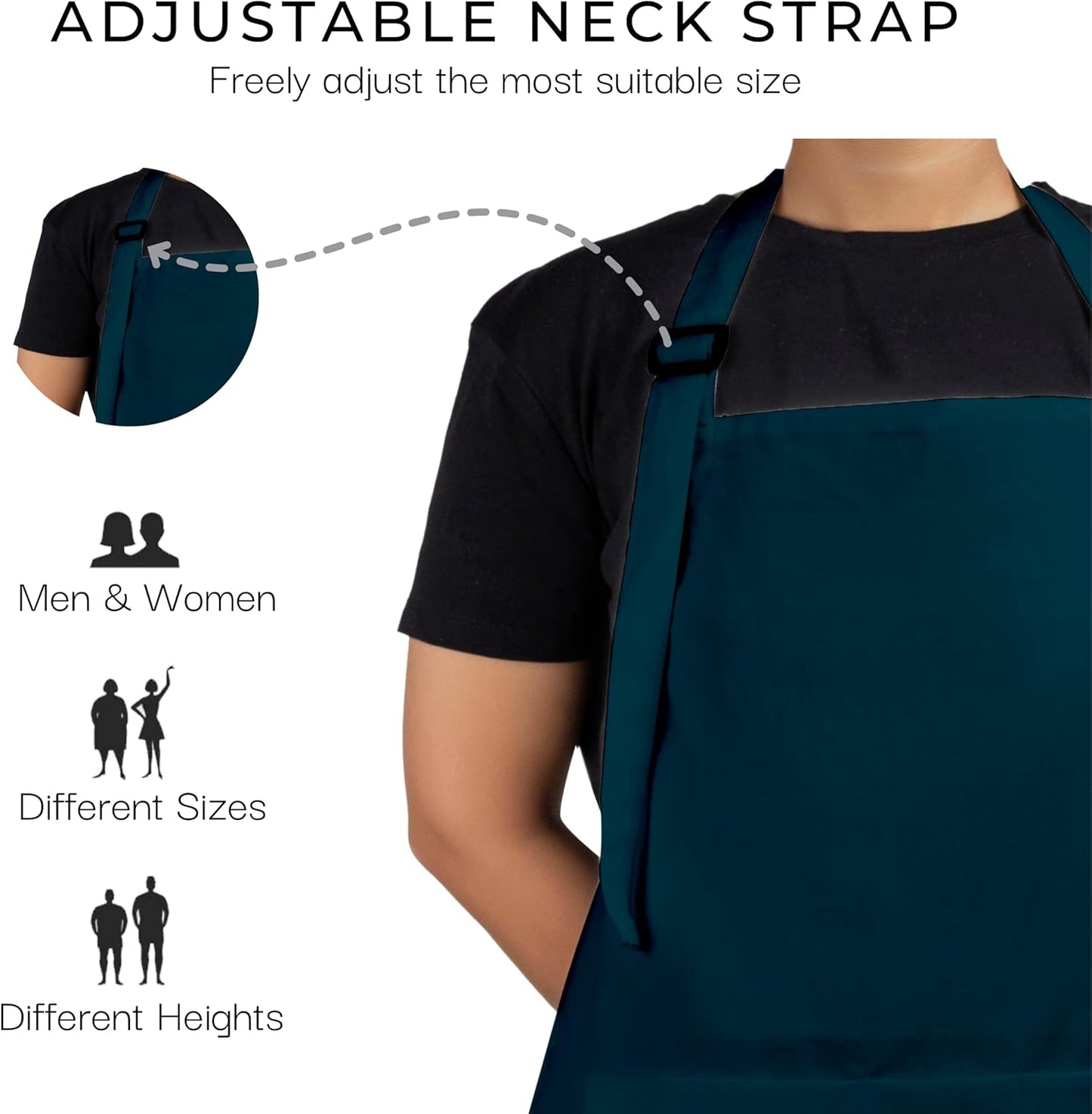 RAJRANG 100% Cotton Cooking Apron with 3 Pockets Kitchen Chef BBQ Adjustable Bib Aprons for Women Men