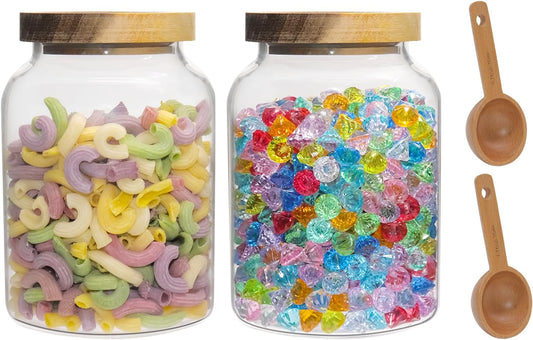 Vacuum Coffee Canister Glass Food Storage Jars With Airtight Lids Borosilicate Glass Coffee Canister Container for Coffee Beans & Grounds Tea Sugar Spices Kitchen (1200ml/40oz -2pack-with spoon)