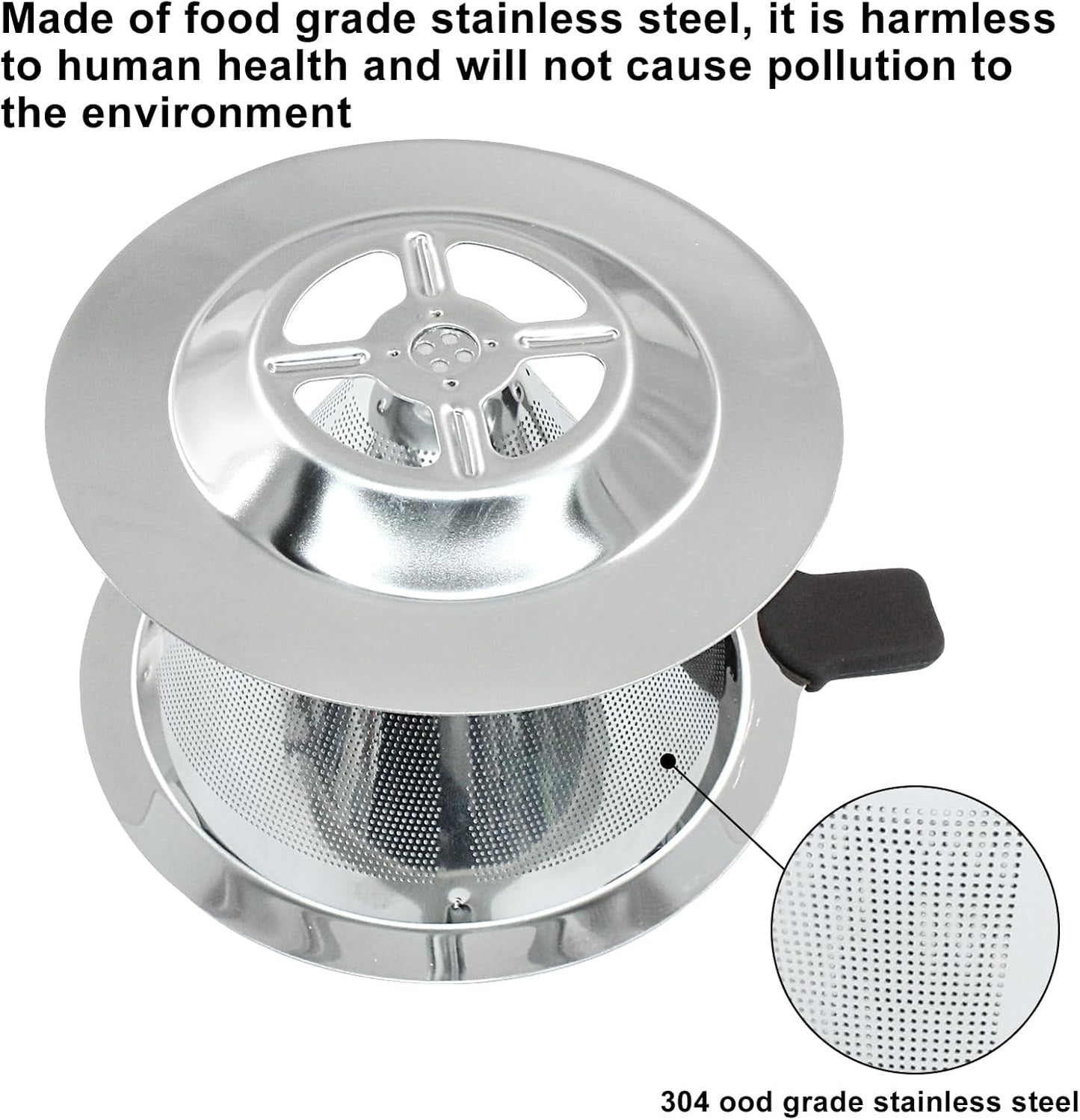 Waziaqoc Pour Over Coffee Dripper, Reusable Paperless Coffee Filter for 1-2 Cups, Stainless Steel Drip Cone Brew Coffee Strainer,Upgraded Double Micro Mesh Filter with Cup Stand