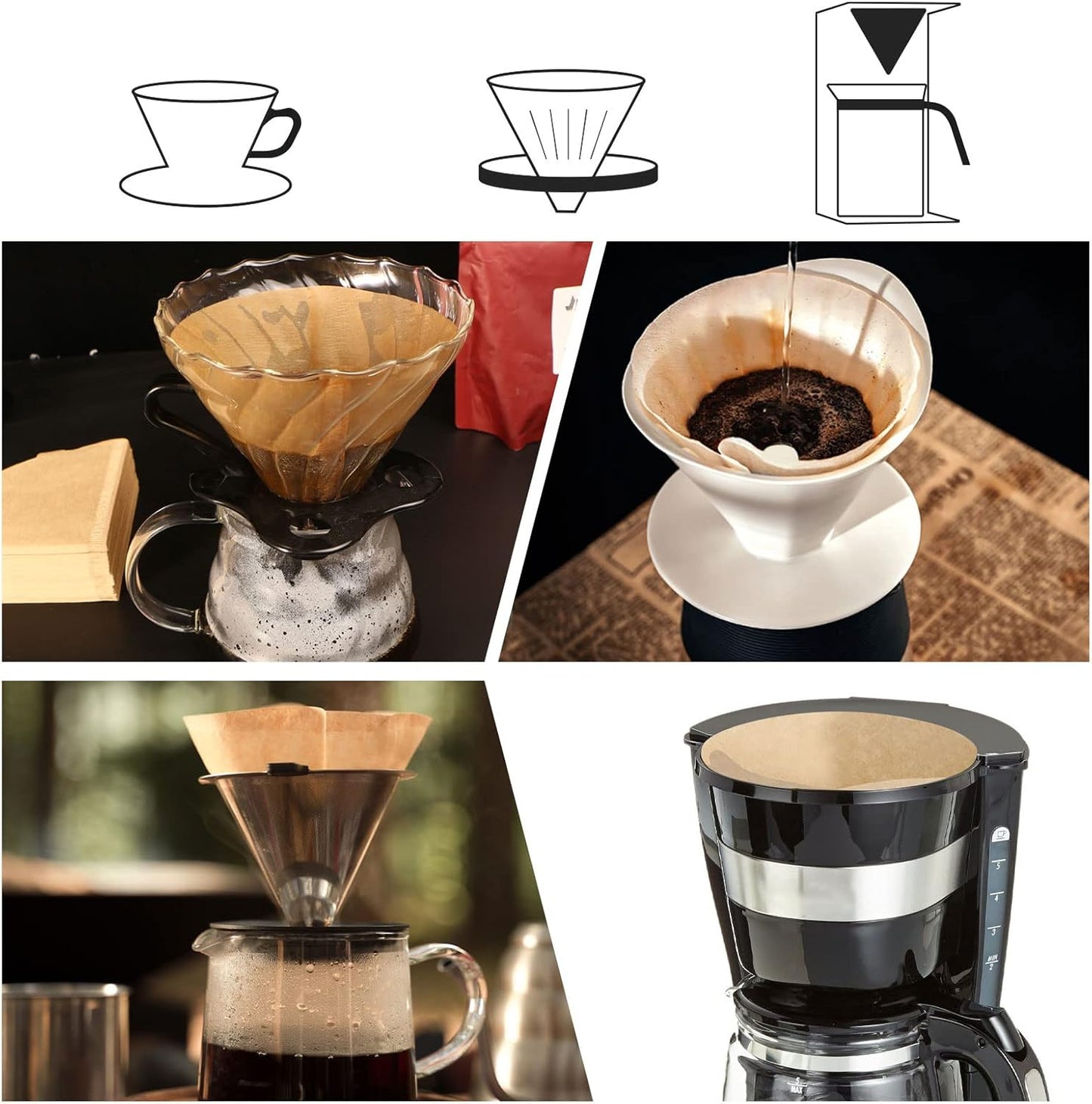 Coffee Filter, Cone Coffee Filters #2, Disposable Drip Coffee Filter 1-4 Cup for Pour Over and Drip Coffee Maker, Natural Unbleached, 100 Count