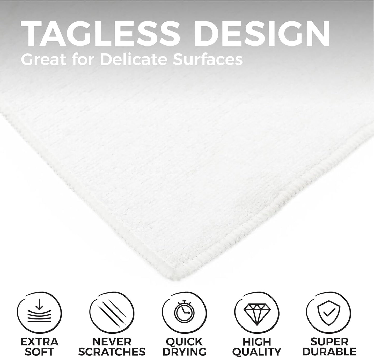 The Rag Company - All-Purpose Microfiber Terry Cleaning Towels - Commercial Grade, Highly Absorbent, Lint-Free, Streak-Free, Kitchens, Bathrooms, Offices, 300gsm, 12in x 12in, White (12-Pack)