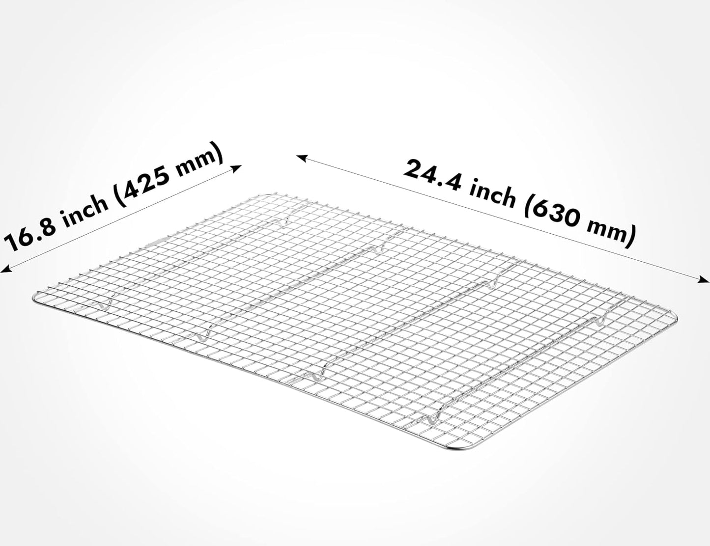 CURTA 2 Pack 16.8" X 24.4" Chef Cooling Rack,NSF Listed 18/8 Stainless Steel Oven Safe Grid Wire Cookie Cooling Racks for Baking & Cooking - Commercial Grade comes with Lifting Handl