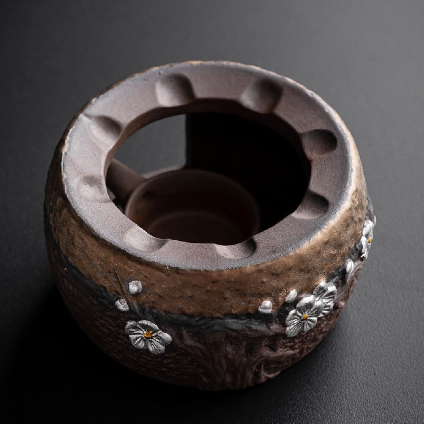 Teapot Warmer Matte Classic Retro Ceramic Universal Tea Warmer Stand Set with Candle Holder Japanese Style for Warming Tea, Coffee and Milk etc.